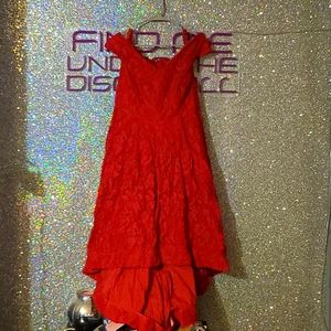 Lela Rose shoulder cap hi lo dress